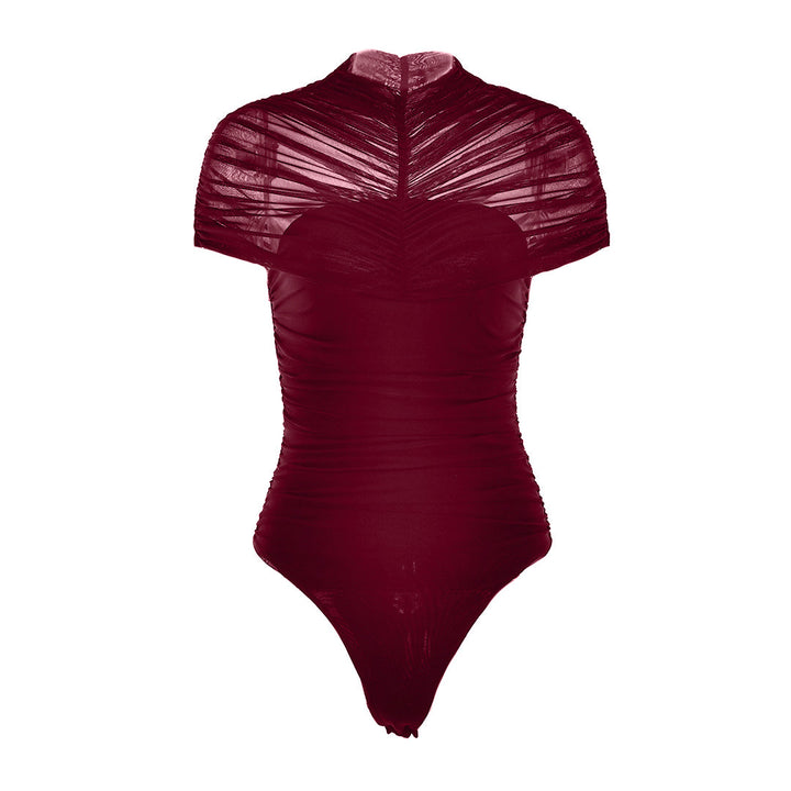 Crewneck ruched button solid bodysuit