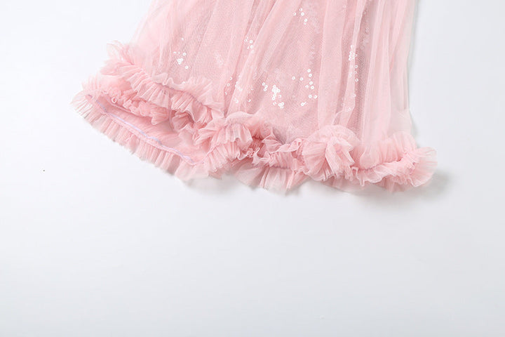 Glitter mesh v neck ruffle cami mini dress  | Festival Outfits Women