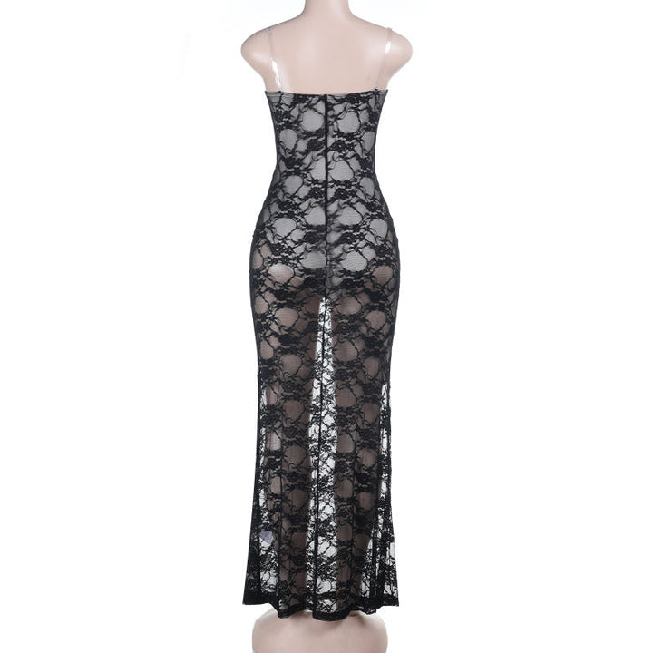 V neck lace backless cami maxi dress  | Festival Outfits Women
