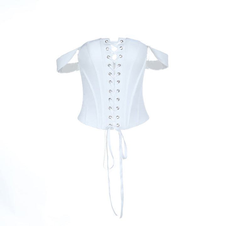 Off shoulder self tie button corset tube top  | Festival Outfits Women