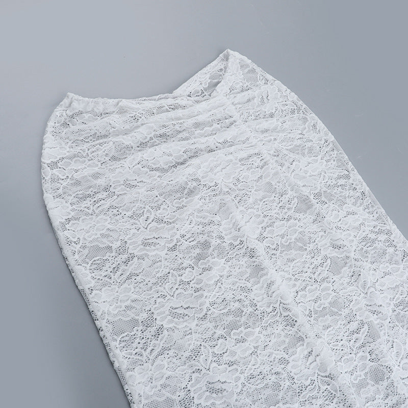 Lace ruched button v neck cami maxi skirt set  | Festival Outfits Women