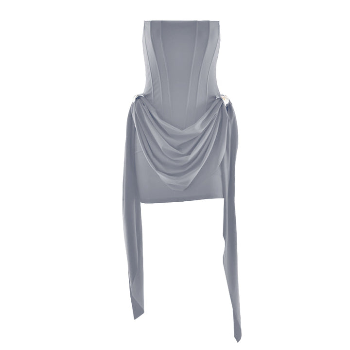 Corset backless ruched solid tube mini dress  | Festival Outfits Women