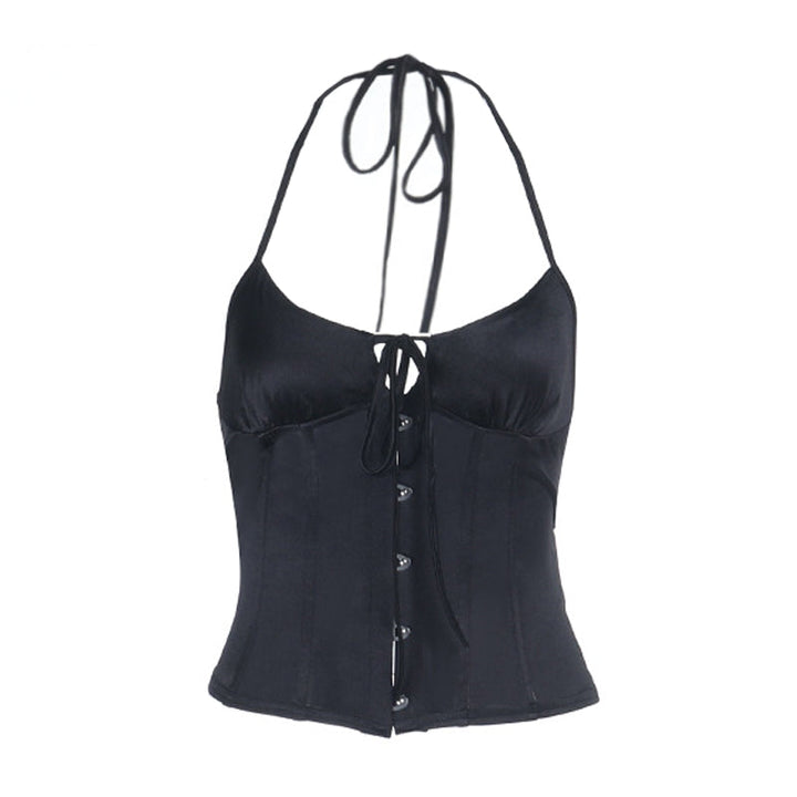 Halter self tie u neck backless button top  | Festival Outfits Women