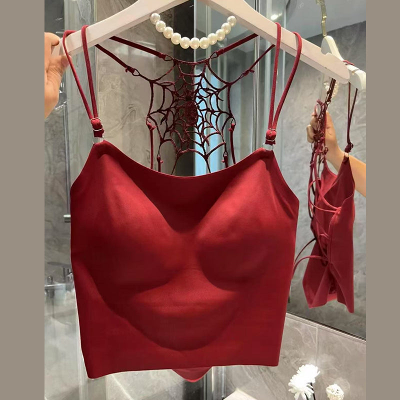 Leopard print spider web backless padded top  | Festival Outfits Women  | Cheetah Print Top