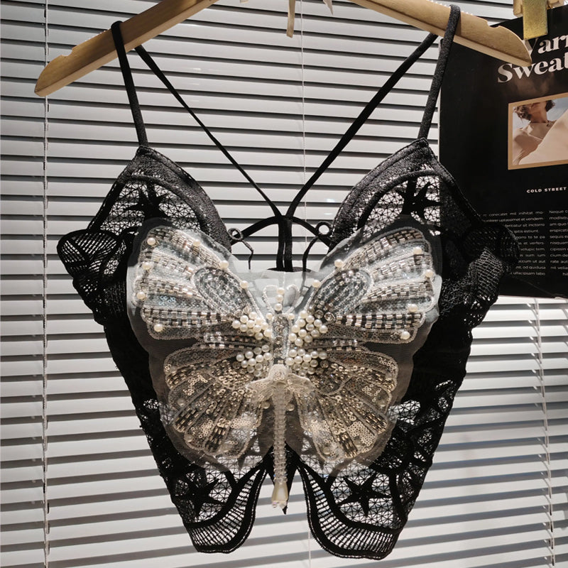 Beaded glitter cross back backless cami top  | Festival Outfits Women