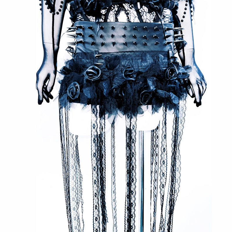 Halter hollow out beaded flower applique feather cut out top  | Festival Outfits Women