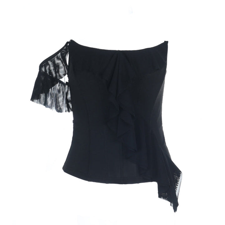 Irregular ruffle self tie corset backless tube top  | Festival Outfits Women