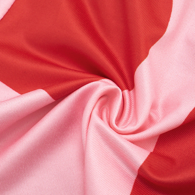 Square neck heart print backless tank pant set