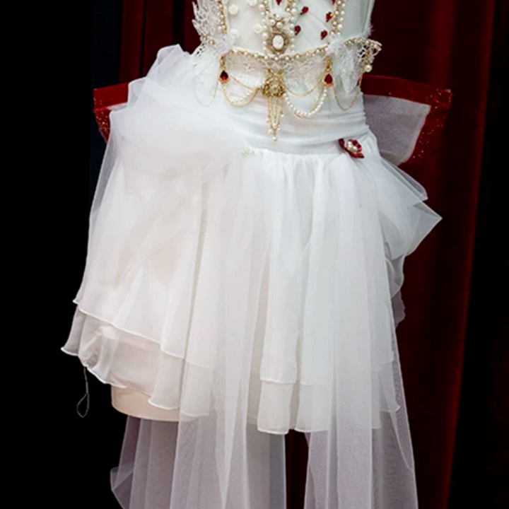 Beaded flower applique fluffy metal chain cami top