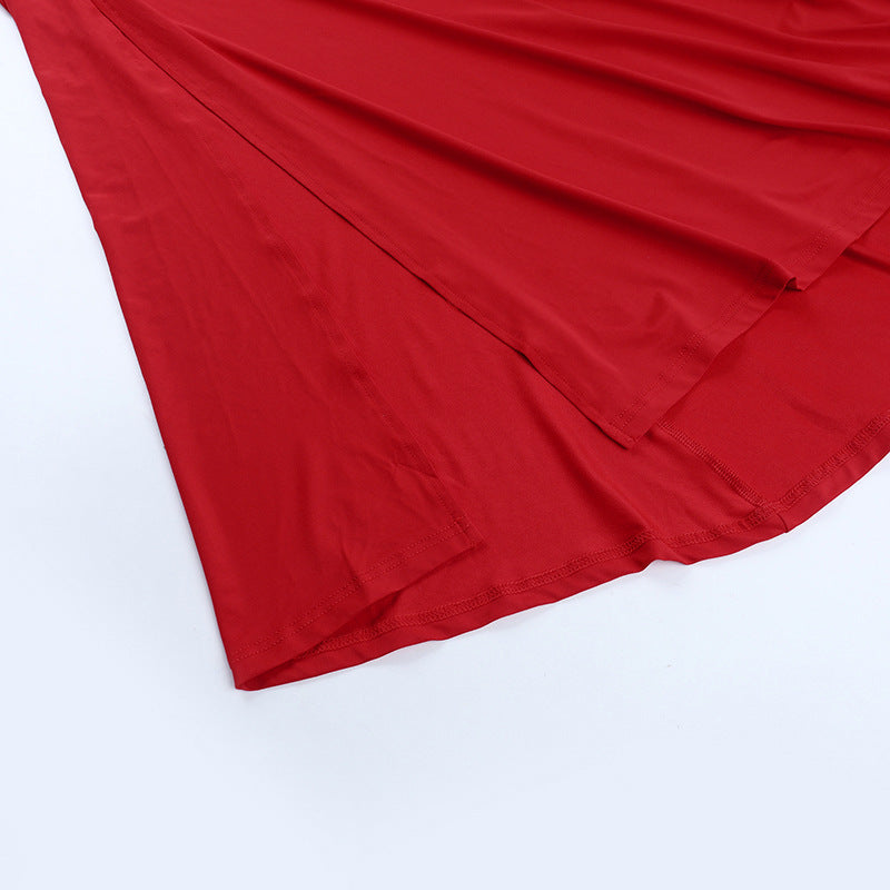 Ruched slit halter self tie v neck maxi dress