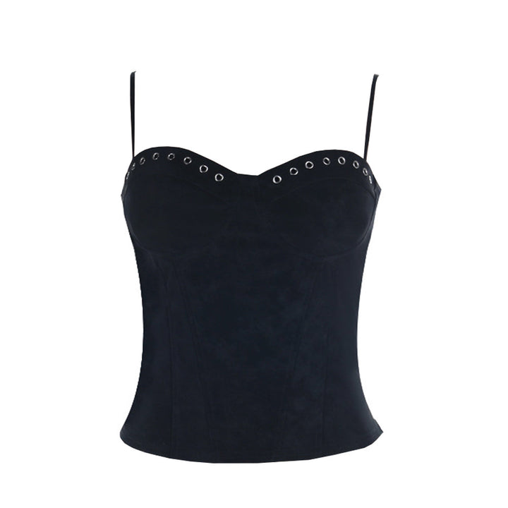 V neck zip-up backless solid cami top