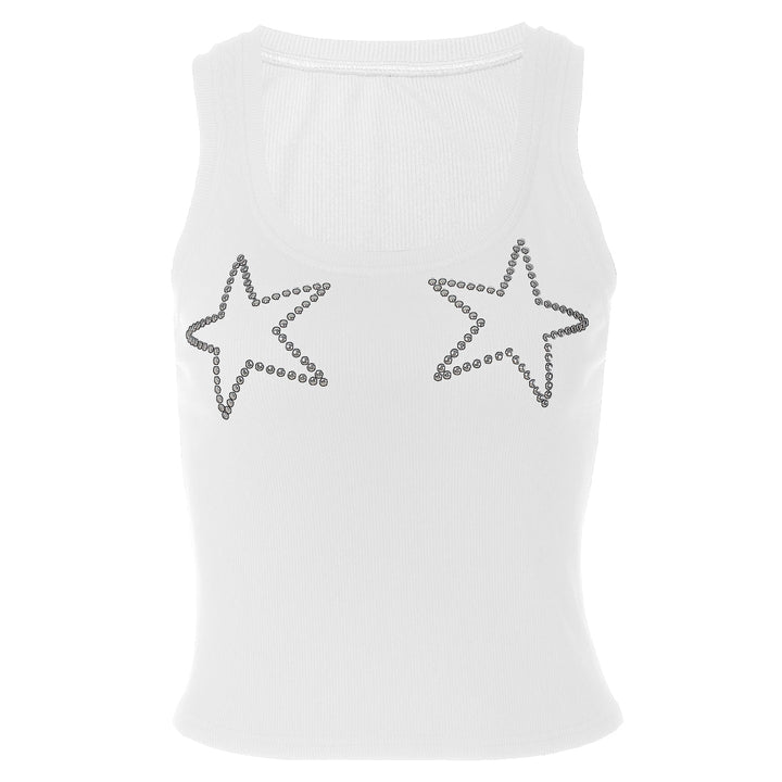 Beaded u neck ribbed sleeveless tank top