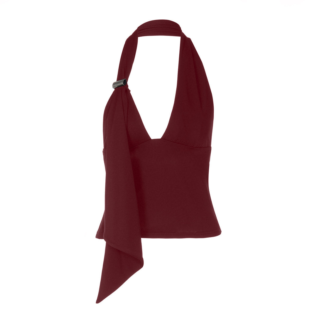 Halter v neck irregular backless solid top