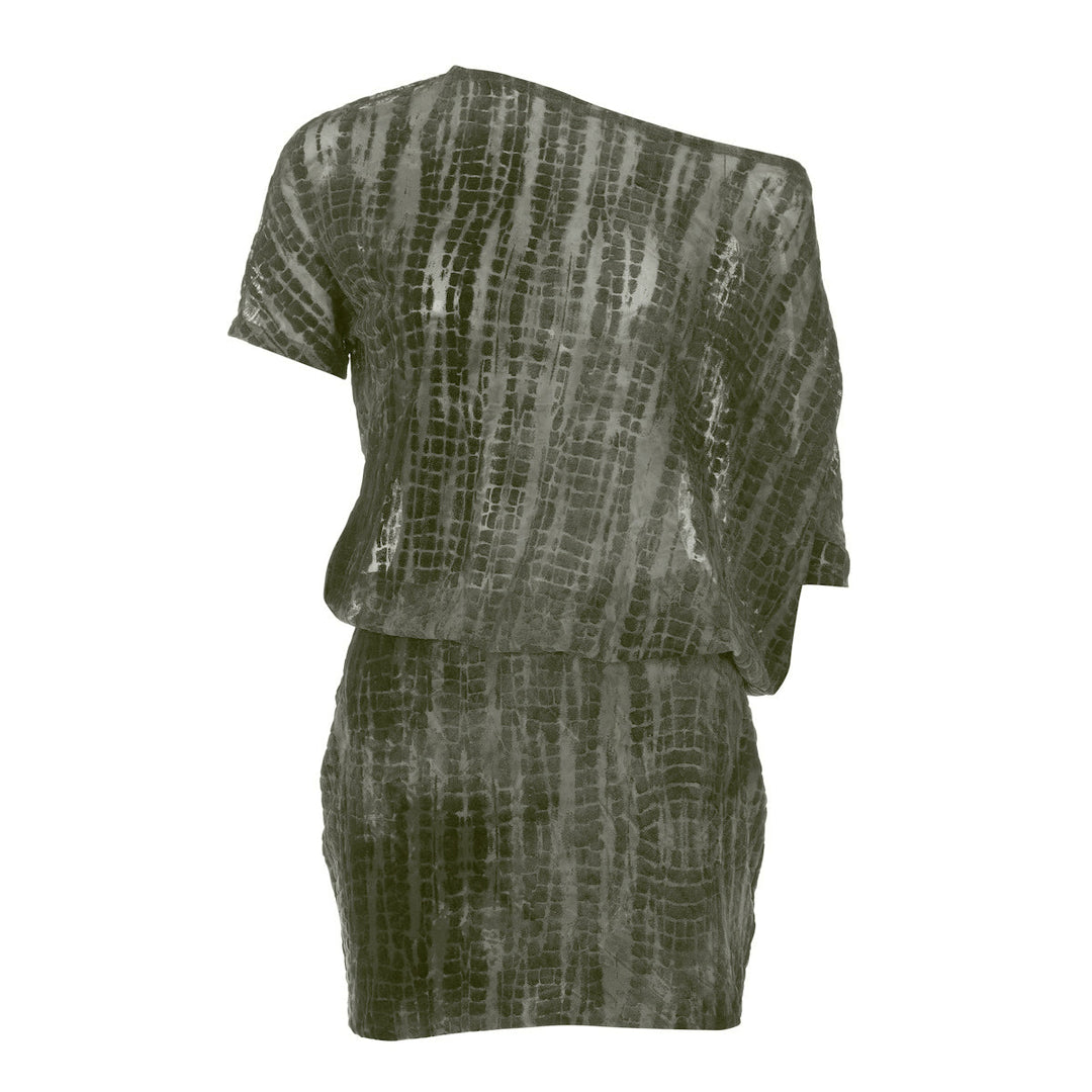 Short sleeve self tie irregular backless mini dress