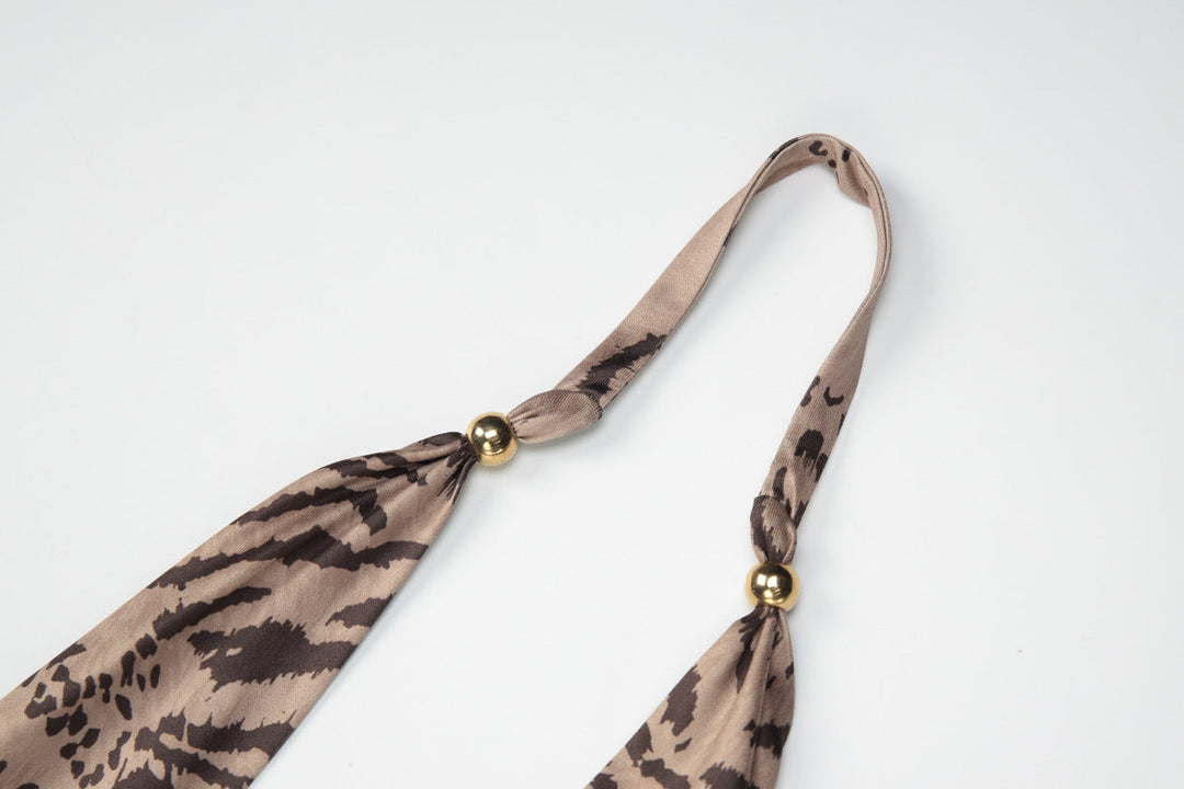 Halter self tie hollow out tiger print pant set