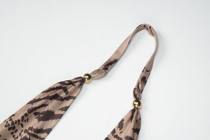 Halter self tie hollow out tiger print pant set