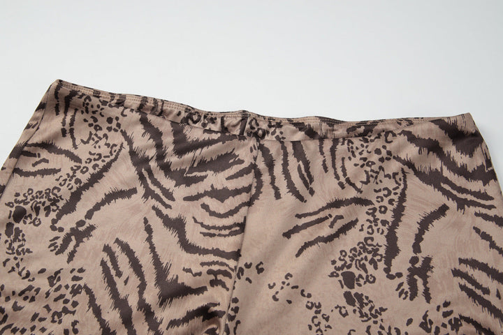 Halter self tie hollow out tiger print pant set