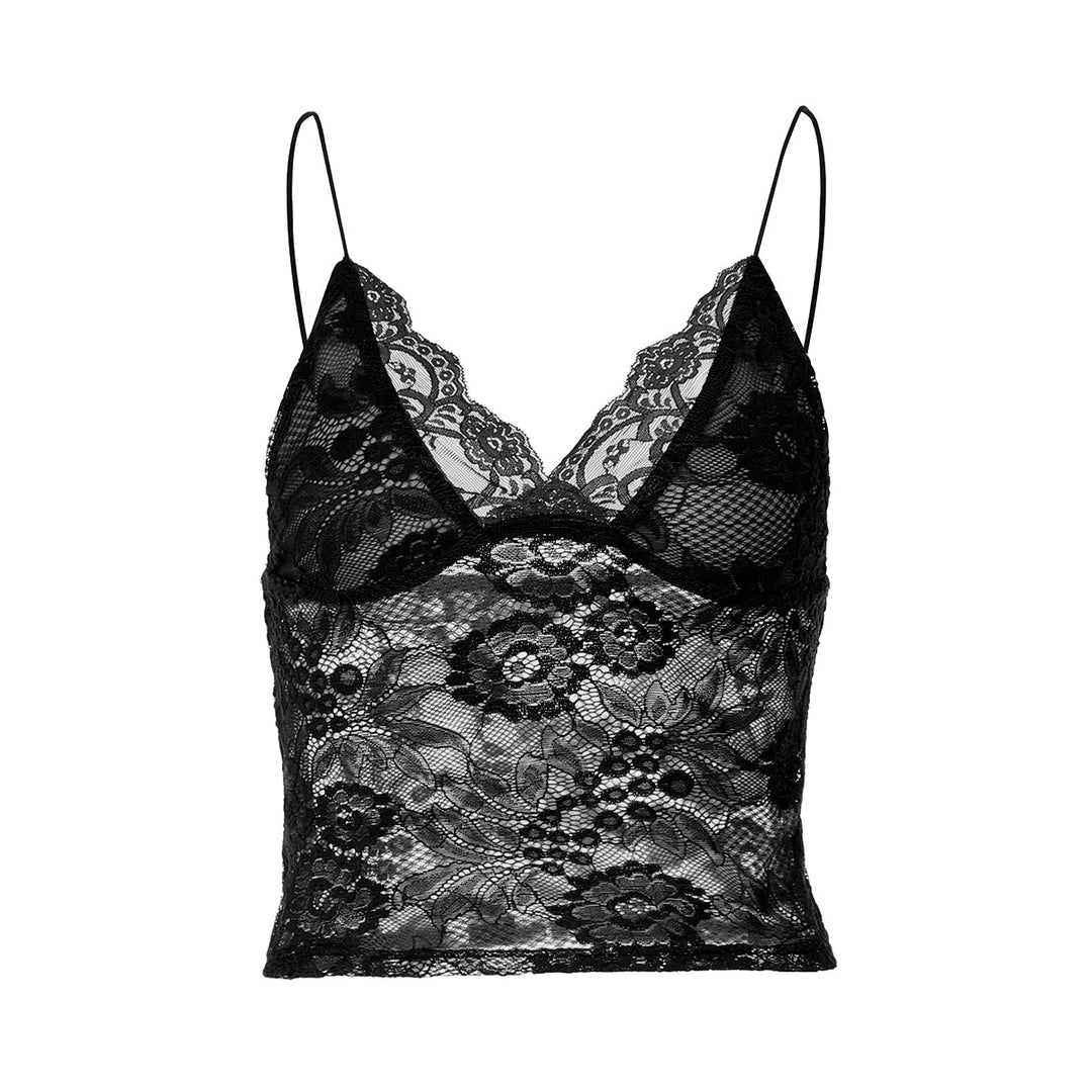 V neck lace backless spaghetti strap top