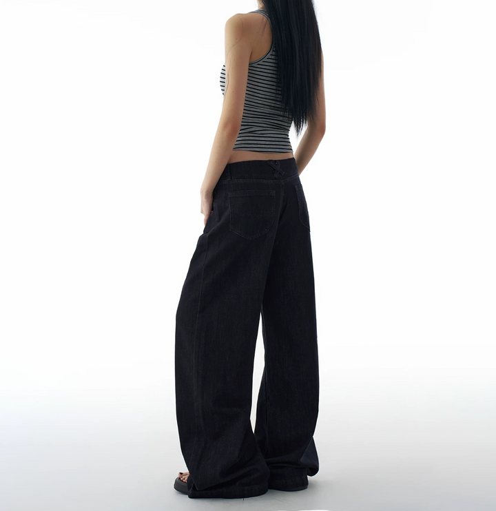 Pocket solid low rise straight leg | Baggy Low Rise Jeans