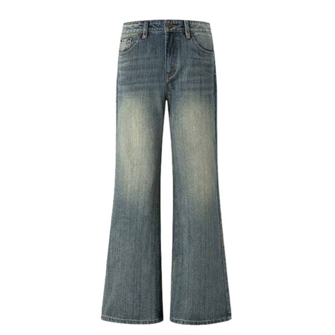 Textured pocket button low rise wide leg | Baggy Low Rise Jeans