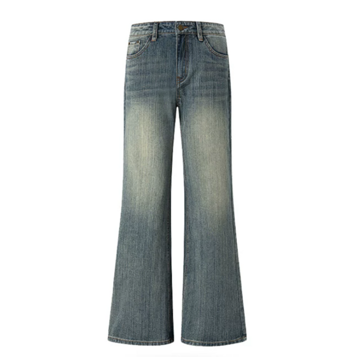 Textured pocket button low rise wide leg | Baggy Low Rise Jeans