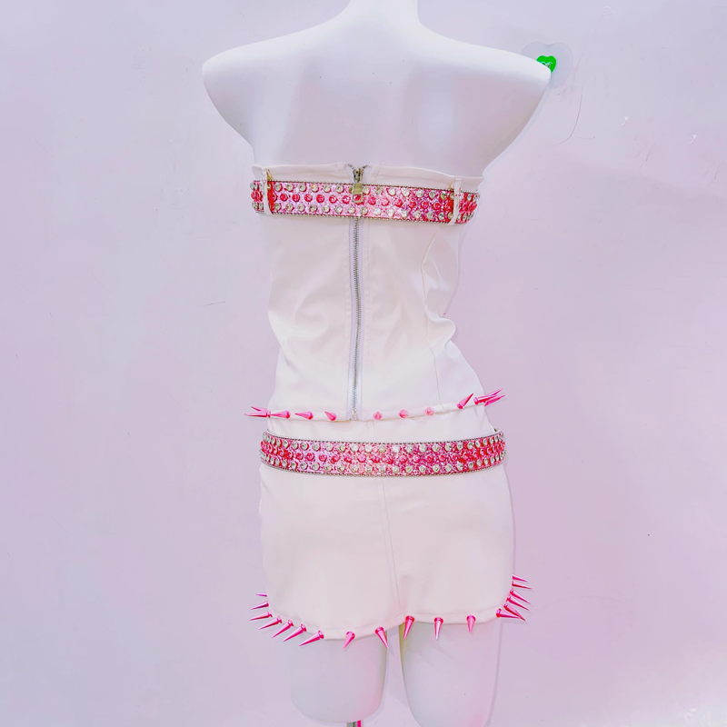 Metal chain beaded hollow out rivet applique tube top | Pastel goth  | Festival Outfits Women