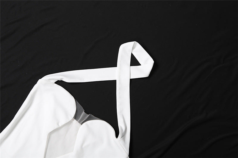 Cross front halter hollow out backless mini dress  | Festival Outfits Women