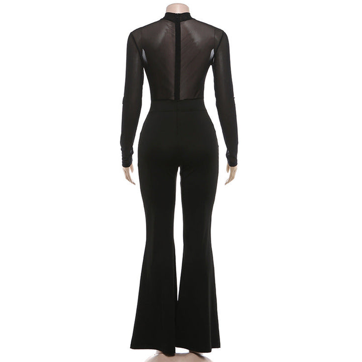 Long sleeve mesh zip-up see through jumpsuit  | Festival Outfits Women