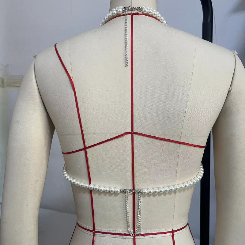 White halter o ring beaded backless top  | Festival Outfits Women