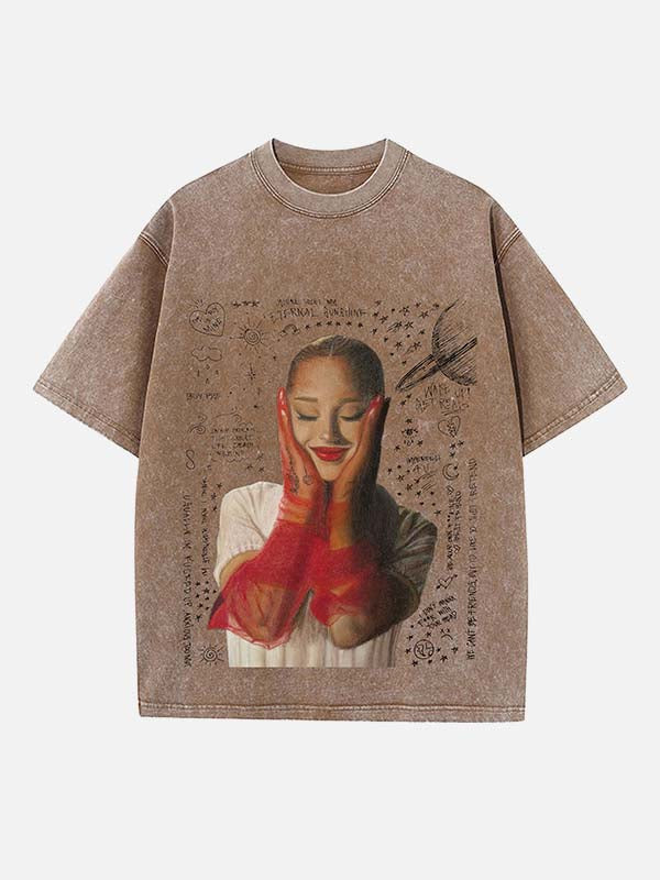 R&B Pop Diva Print Round Neck T-shirt - Design 02