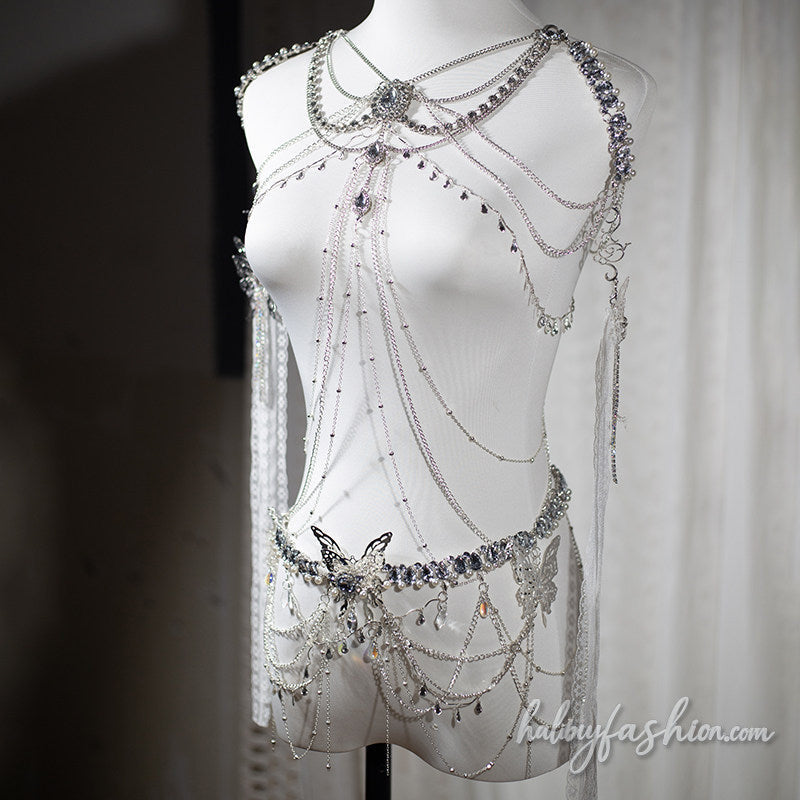 Bowknot feather v neck backless cami top