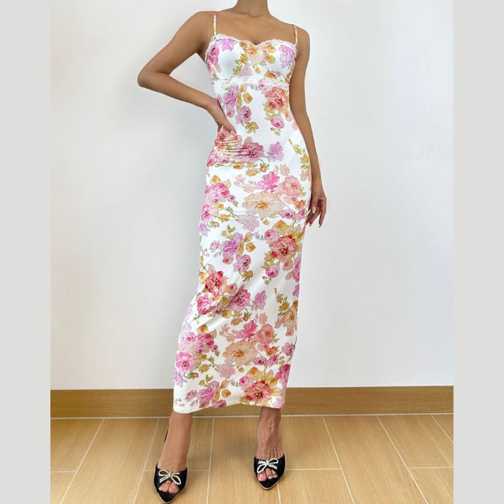 Sweetheart neck flower print cami maxi dress  | Festival Outfits Women