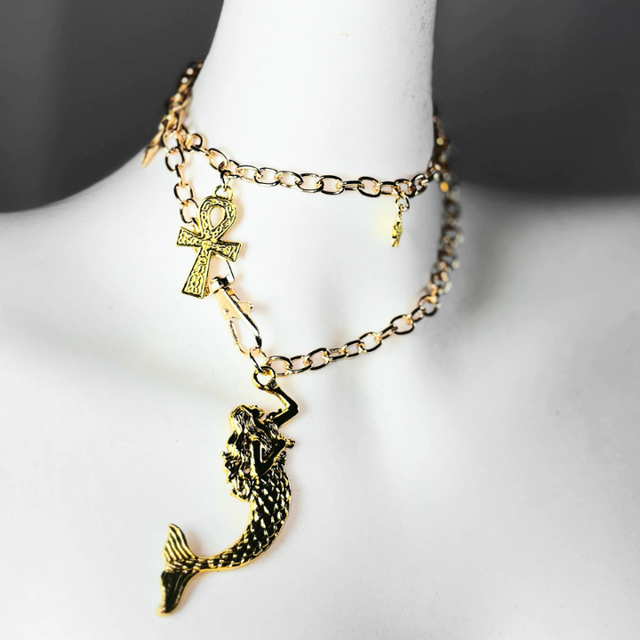 Metal chain beaded halter sun applique top  | Festival Outfits Women