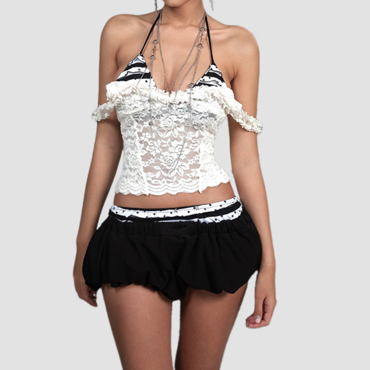 V neck ruffle lace cami top  | Festival Outfits Women