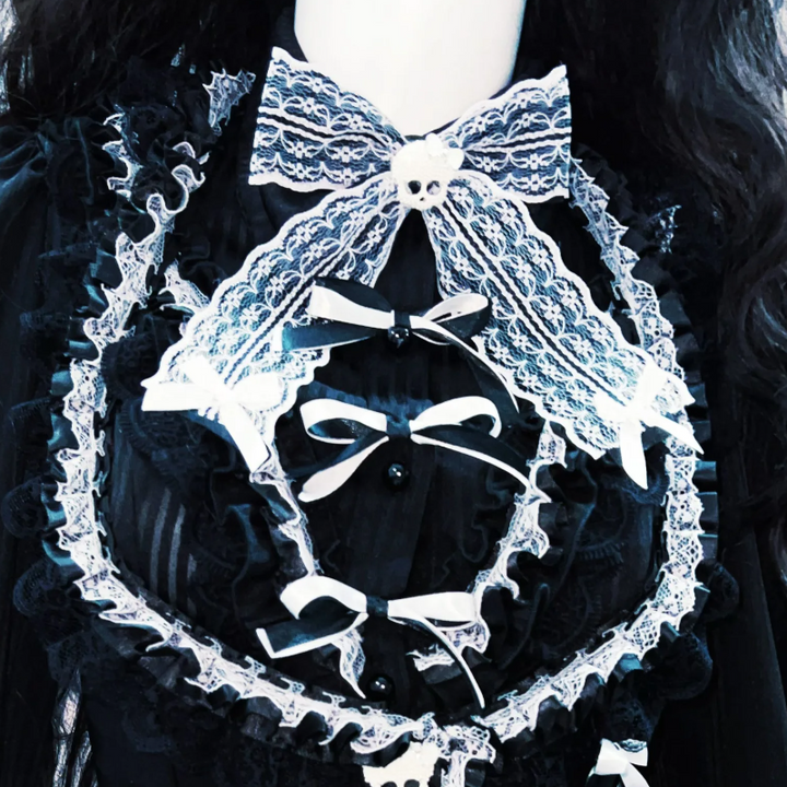 Bowknot long sleeve lace hem mini skirt set  | Festival Outfits Women