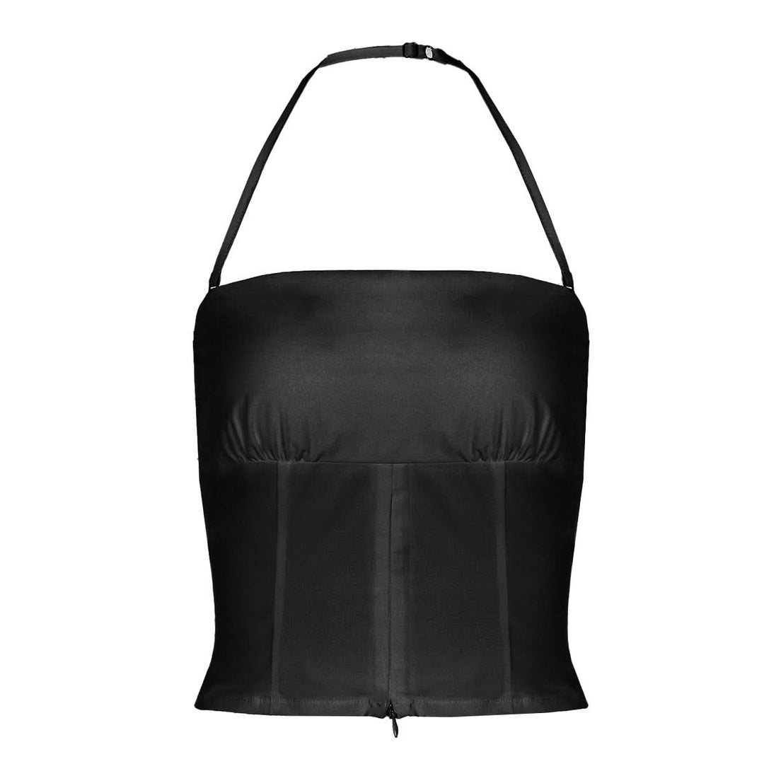 Halter backless ruched solid tube top  | Festival Outfits Women