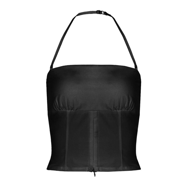 Halter backless ruched solid tube top  | Festival Outfits Women