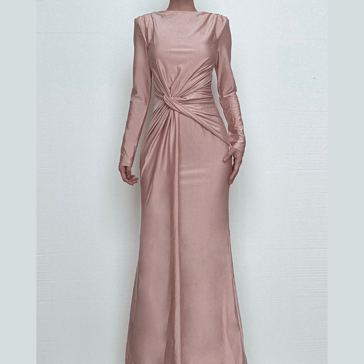 Long sleeve padded ruched maxi dress  | Festival Outfits Women
