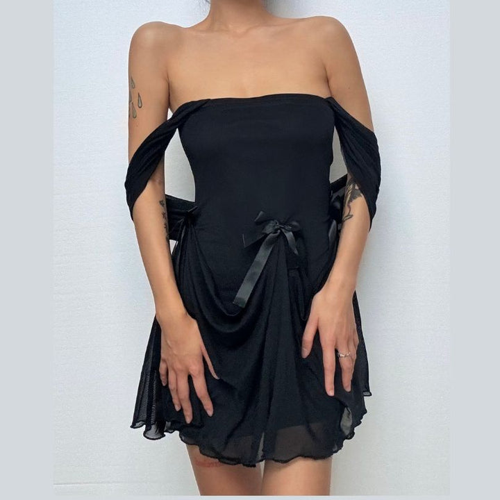 Bowknot hoodie square neck mesh 2-way maxi dress  | Festival Outfits Women
