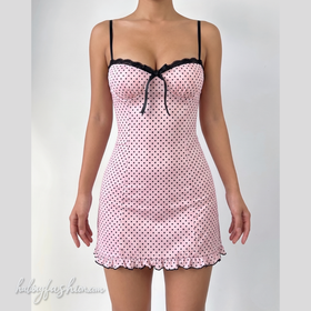 Ruffle polka dot ruched backless cami mini dress