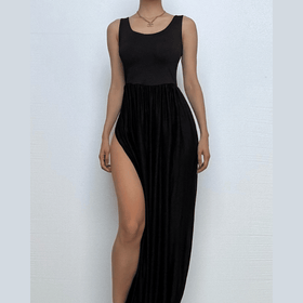 U neck ruched solid backless cami maxi dress-final-sale  | Festival Outfits Women