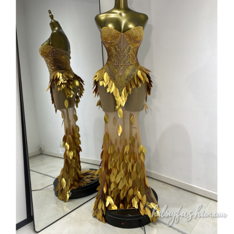Beaded leaf applique backless tube maxi dress - Halibuy