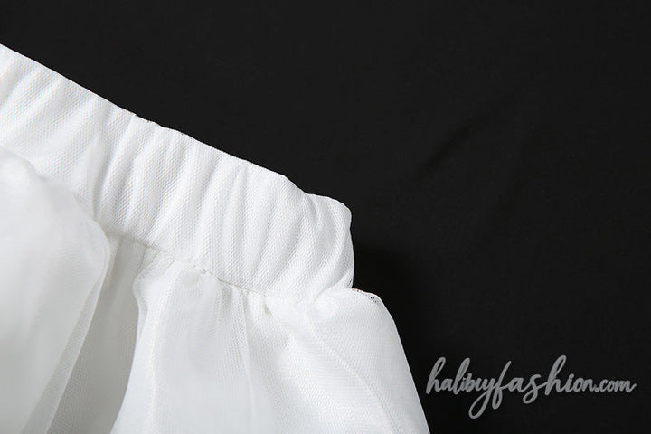 Ruched A line ruffle mesh solid mini skirt