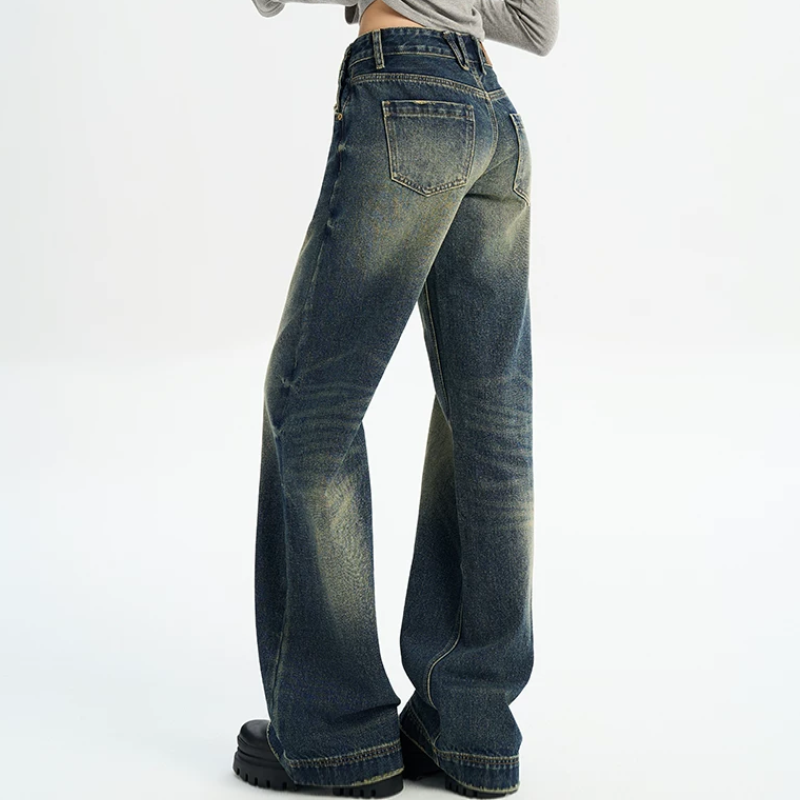 Gradient pocket button low rise straight leg | Baggy Low Rise Jeans