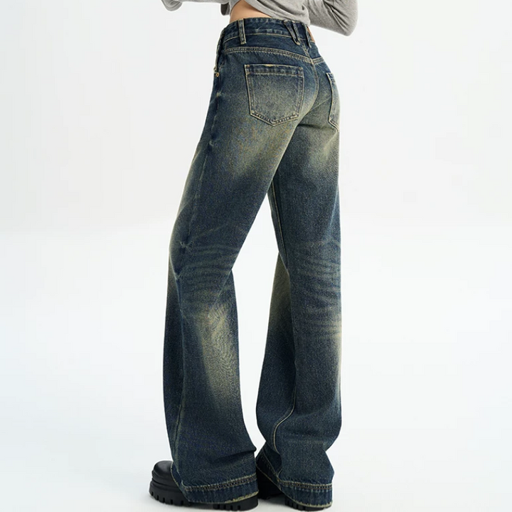 Gradient pocket button low rise straight leg | Baggy Low Rise Jeans