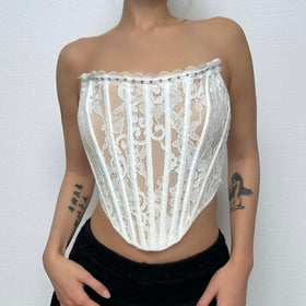 Lace bustier backless tube top  | Festival Outfits Women