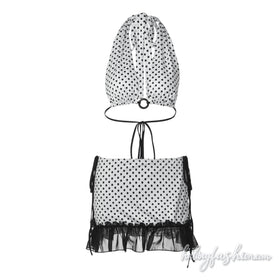 Halter self tie polka dot o ring bikini swimwear