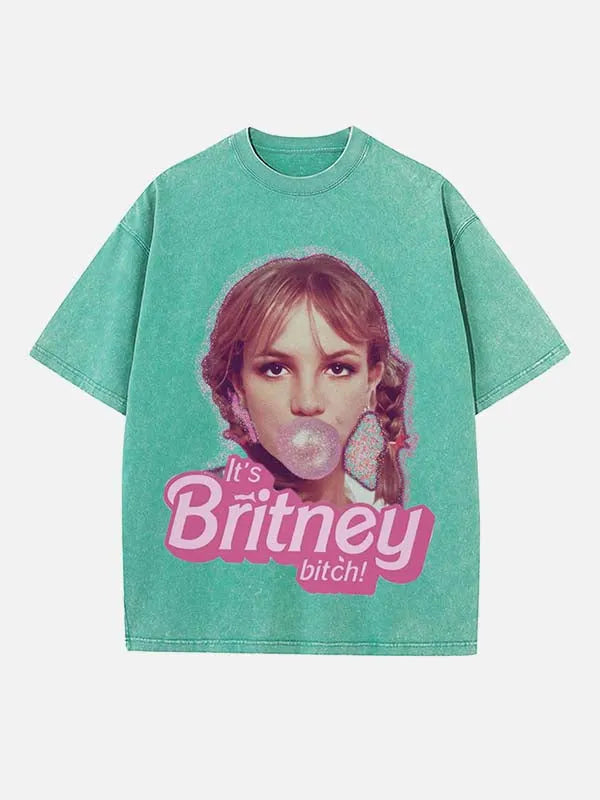 Y2K Pop Princess Print Round Neck T-shirt - Design 01