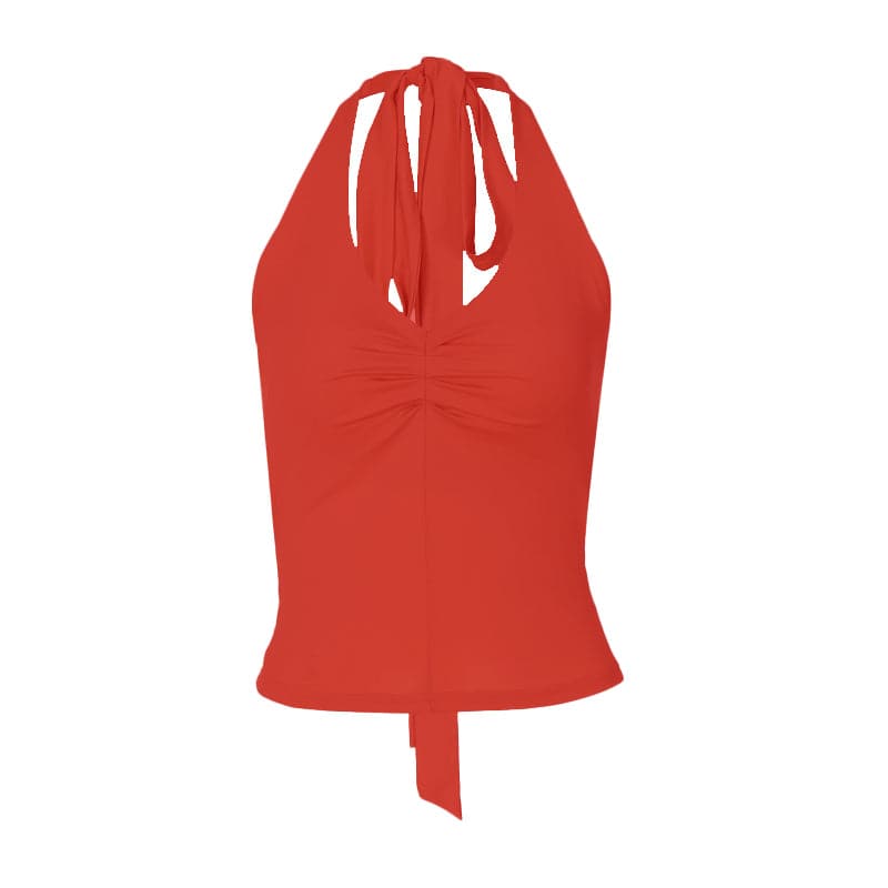 Halter ruched knotted solid top  | Festival Outfits Women