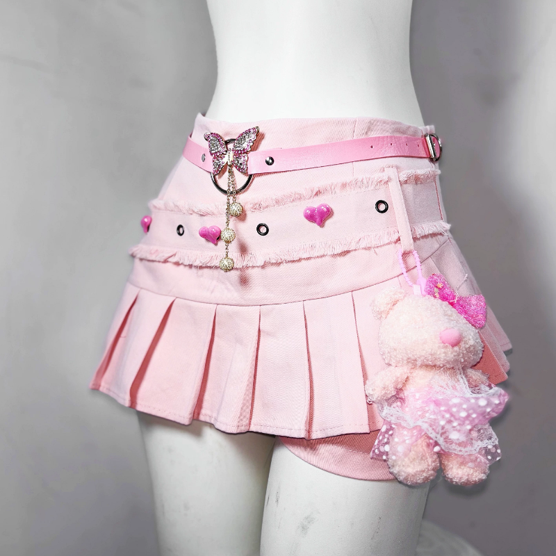 O ring PU leather butterfly applique buckle top  | Festival Outfits Women